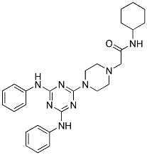 N-CYCLOHEXYL-2-[4-(4,6-DIANILINO-1,3,5-TRIAZIN-2-YL)-1-PIPERAZINYL]ACETAMIDE 结构式