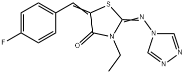 3-ETHYL-5-[(Z)-(4-FLUOROPHENYL)METHYLIDENE]-2-(4H-1,2,4-TRIAZOL-4-YLIMINO)-1,3-THIAZOLAN-4-ONE 结构式