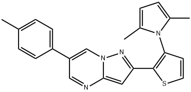 2-[3-(2,5-DIMETHYL-1H-PYRROL-1-YL)-2-THIENYL]-6-(4-METHYLPHENYL)PYRAZOLO[1,5-A]PYRIMIDINE 结构式