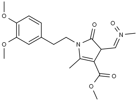 ((E)-[1-(3,4-Dimethoxyphenethyl)-4-(methoxycarbonyl)-5-methyl-2-oxo-2,3-dihydro-1H-pyrrol-3-yl]methylidene)(methyl)ammoniumolate 结构式