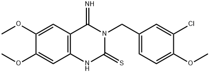 3-(3-CHLORO-4-METHOXYBENZYL)-4-IMINO-6,7-DIMETHOXY-3,4-DIHYDRO-2(1H)-QUINAZOLINETHIONE 结构式