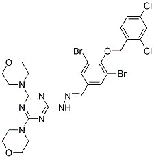 (E)-4,4'-(6-(2-(3,5-DIBROMO-4-(2,4-DICHLOROBENZYLOXY)BENZYLIDENE)HYDRAZINYL)-1,3,5-TRIAZINE-2,4-DIYL)DIMORPHOLINE 结构式