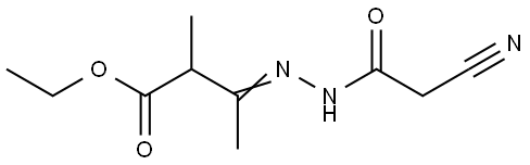 Ethyl 3-[(E)-2-(2-cyanoacetyl)hydrazono]-2-methylbutanoate 结构式