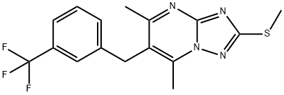 5,7-DIMETHYL-2-(METHYLSULFANYL)-6-[3-(TRIFLUOROMETHYL)BENZYL][1,2,4]TRIAZOLO[1,5-A]PYRIMIDINE 结构式