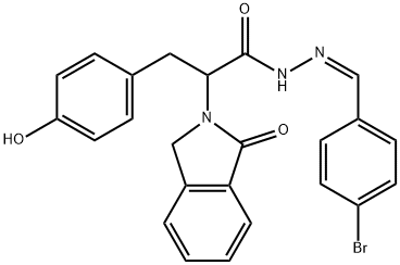 N'-[(Z)-(4-BROMOPHENYL)METHYLIDENE]-3-(4-HYDROXYPHENYL)-2-(1-OXO-1,3-DIHYDRO-2H-ISOINDOL-2-YL)PROPANOHYDRAZIDE 结构式