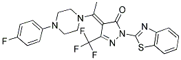(E)-1-(Benzo[d]thiazol-2-yl)-4-(1-(4-(4-fluorophenyl)piperazin-1-yl)ethylidene)-3-(trifluoromethyl)-1H-pyrazol-5(4H)-one 结构式