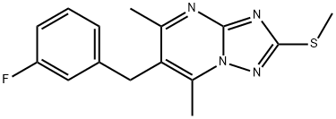 6-(3-FLUOROBENZYL)-5,7-DIMETHYL-2-(METHYLSULFANYL)[1,2,4]TRIAZOLO[1,5-A]PYRIMIDINE 结构式