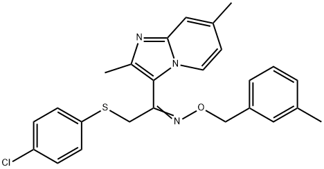 2-[(4-CHLOROPHENYL)SULFANYL]-1-(2,7-DIMETHYLIMIDAZO[1,2-A]PYRIDIN-3-YL)-1-ETHANONE O-(3-METHYLBENZYL)OXIME 结构式