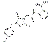 2-(([(5Z)-5-(4-ETHYLBENZYLIDENE)-4-OXO-2-THIOXO-1,3-THIAZOLIDIN-3-YL]ACETYL)AMINO)BENZOIC ACID 结构式