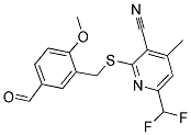 6-DIFLUOROMETHYL-2-(5-FORMYL-2-METHOXY-BENZYLSULFANYL)-4-METHYL-NICOTINONITRILE 结构式
