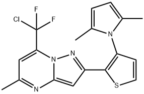 7-[CHLORO(DIFLUORO)METHYL]-2-[3-(2,5-DIMETHYL-1H-PYRROL-1-YL)-2-THIENYL]-5-METHYLPYRAZOLO[1,5-A]PYRIMIDINE 结构式