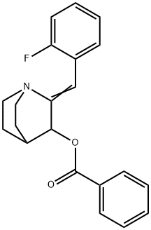 2-[(Z)-(2-FLUOROPHENYL)METHYLIDENE]-1-AZABICYCLO[2.2.2]OCT-3-YL BENZENECARBOXYLATE 结构式