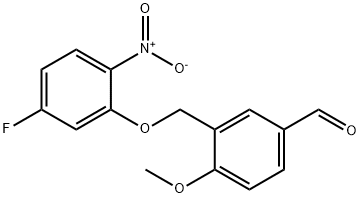 3-[(5-氟-2-硝基-苯氧基)甲基]-4-甲氧基-苯甲醛 结构式