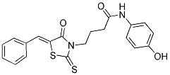 4-[(5Z)-5-BENZYLIDENE-4-OXO-2-THIOXO-1,3-THIAZOLIDIN-3-YL]-N-(4-HYDROXYPHENYL)BUTANAMIDE 结构式