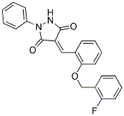 (4E)-4-{2-[(2-FLUOROBENZYL)OXY]BENZYLIDENE}-1-PHENYLPYRAZOLIDINE-3,5-DIONE 结构式