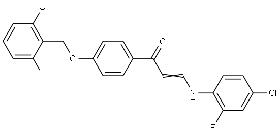 (E)-3-(4-Chloro-2-fluoroanilino)-1-(4-[(2-chloro-6-fluorobenzyl)oxy]phenyl)-2-propen-1-one 结构式