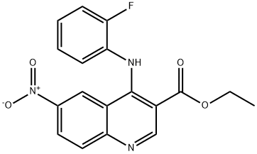 ETHYL 4-(2-FLUOROANILINO)-6-NITRO-3-QUINOLINECARBOXYLATE 结构式