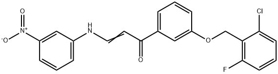 (E)-1-(3-[(2-CHLORO-6-FLUOROBENZYL)OXY]PHENYL)-3-(3-NITROANILINO)-2-PROPEN-1-ONE 结构式