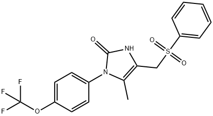 5-METHYL-4-[(PHENYLSULFONYL)METHYL]-1-[4-(TRIFLUOROMETHOXY)PHENYL]-1,3-DIHYDRO-2H-IMIDAZOL-2-ONE 结构式