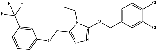 (5-[(3,4-DICHLOROBENZYL)SULFANYL]-4-ETHYL-4H-1,2,4-TRIAZOL-3-YL)METHYL 3-(TRIFLUOROMETHYL)PHENYL ETHER 结构式