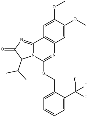 3-ISOPROPYL-8,9-DIMETHOXY-5-([2-(TRIFLUOROMETHYL)BENZYL]SULFANYL)IMIDAZO[1,2-C]QUINAZOLIN-2(3H)-ONE 结构式