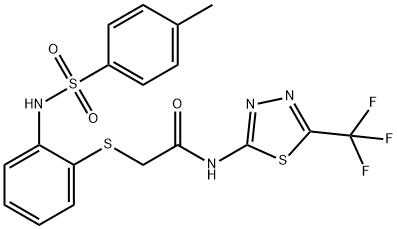 2-[(2-([(4-METHYLPHENYL)SULFONYL]AMINO)PHENYL)SULFANYL]-N-[5-(TRIFLUOROMETHYL)-1,3,4-THIADIAZOL-2-YL]ACETAMIDE 结构式