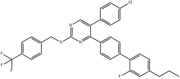 5-(4-CHLOROPHENYL)-4-(2'-FLUORO-4'-PROPYL[1,1'-BIPHENYL]-4-YL)-2-([4-(TRIFLUOROMETHYL)BENZYL]SULFANYL)PYRIMIDINE 结构式