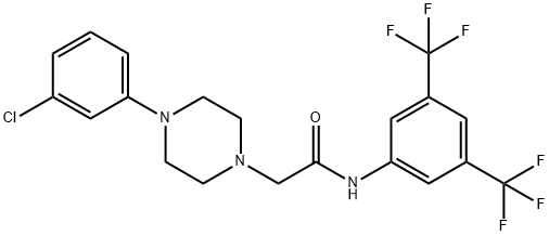 N-[3,5-BIS(TRIFLUOROMETHYL)PHENYL]-2-[4-(3-CHLOROPHENYL)PIPERAZINO]ACETAMIDE 结构式