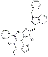 (Z)-ETHYL 2-((1-BENZYL-1H-INDOL-3-YL)METHYLENE)-3-OXO-7-PHENYL-5-(THIOPHEN-2-YL)-3,5-DIHYDRO-2H-THIAZOLO[3,2-A]PYRIMIDINE-6-CARBOXYLATE 结构式