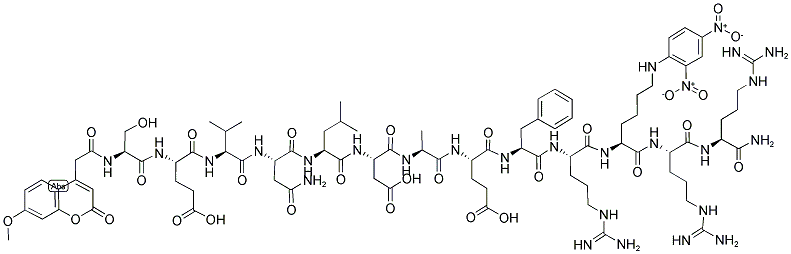 MCA-SER-GLU-VAL-ASN-LEU-ASP-ALA-GLU-PHE-ARG-LYS(DNP)-ARG-ARG-NH2 (2,4-DINITROPHENYL) 结构式