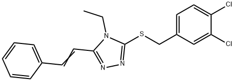 3,4-DICHLOROBENZYL 4-ETHYL-5-[(E)-2-PHENYLETHENYL]-4H-1,2,4-TRIAZOL-3-YL SULFIDE 结构式