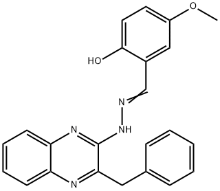 2-HYDROXY-5-METHOXYBENZENECARBALDEHYDE N-(3-BENZYL-2-QUINOXALINYL)HYDRAZONE 结构式