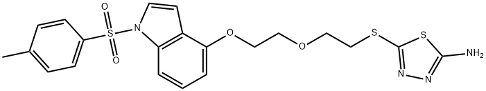 5-((2-[2-((1-[(4-Methylphenyl)sulfonyl]-1H-indol-4-yl)oxy)ethoxy]ethyl)sulfanyl)-1,3,4-thiadiazol-2-amine 结构式