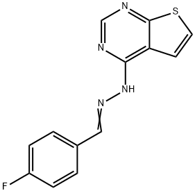 4-FLUOROBENZENECARBALDEHYDE N-THIENO[2,3-D]PYRIMIDIN-4-YLHYDRAZONE 结构式