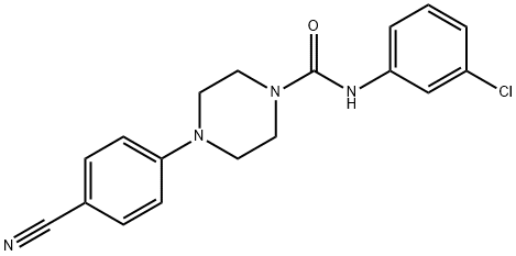 N-(3-CHLOROPHENYL)-4-(4-CYANOPHENYL)TETRAHYDRO-1(2H)-PYRAZINECARBOXAMIDE 结构式