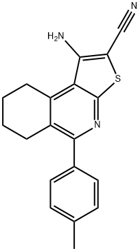1-AMINO-5-(4-METHYLPHENYL)-6,7,8,9-TETRAHYDROTHIENO[2,3-C]ISOQUINOLINE-2-CARBONITRILE 结构式