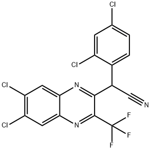 2-(2,4-DICHLOROPHENYL)-2-[6,7-DICHLORO-3-(TRIFLUOROMETHYL)-2-QUINOXALINYL]ACETONITRILE 结构式