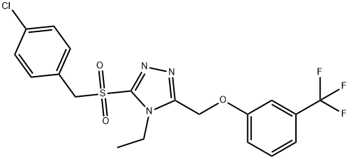 3-[(4-CHLOROBENZYL)SULFONYL]-4-ETHYL-5-([3-(TRIFLUOROMETHYL)PHENOXY]METHYL)-4H-1,2,4-TRIAZOLE 结构式