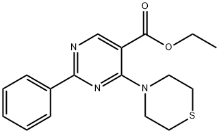 ETHYL 2-PHENYL-4-(1,4-THIAZINAN-4-YL)-5-PYRIMIDINECARBOXYLATE 结构式