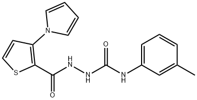 N-(3-METHYLPHENYL)-2-([3-(1H-PYRROL-1-YL)-2-THIENYL]CARBONYL)-1-HYDRAZINECARBOXAMIDE 结构式