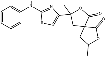 3-(2-ANILINO-1,3-THIAZOL-4-YL)-3,8-DIMETHYL-2,7-DIOXASPIRO[4.4]NONANE-1,6-DIONE 结构式