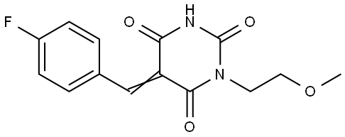 5-[(E)-(4-Fluorophenyl)methylidene]-1-(2-methoxyethyl)-2,4,6(1H,3H,5H)-pyrimidinetrione 结构式