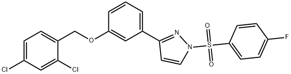 2,4-DICHLOROBENZYL 3-(1-[(4-FLUOROPHENYL)SULFONYL]-1H-PYRAZOL-3-YL)PHENYL ETHER 结构式