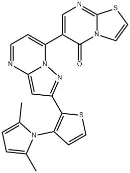 6-(2-[3-(2,5-DIMETHYL-1H-PYRROL-1-YL)-2-THIENYL]PYRAZOLO[1,5-A]PYRIMIDIN-7-YL)-5H-[1,3]THIAZOLO[3,2-A]PYRIMIDIN-5-ONE 结构式