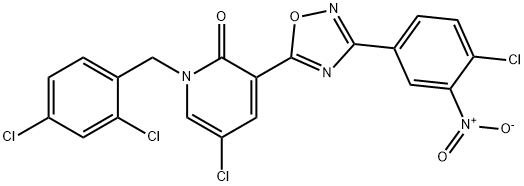 5-CHLORO-3-[3-(4-CHLORO-3-NITROPHENYL)-1,2,4-OXADIAZOL-5-YL]-1-(2,4-DICHLOROBENZYL)-2(1H)-PYRIDINONE 结构式