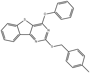 2-[(4-METHYLBENZYL)SULFANYL]-4-PHENOXY[1]BENZOTHIENO[3,2-D]PYRIMIDINE 结构式