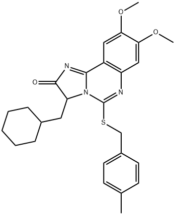 3-(CYCLOHEXYLMETHYL)-8,9-DIMETHOXY-5-[(4-METHYLBENZYL)SULFANYL]IMIDAZO[1,2-C]QUINAZOLIN-2(3H)-ONE 结构式