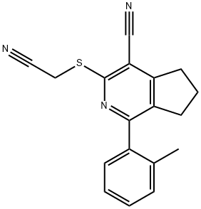 3-[(CYANOMETHYL)SULFANYL]-1-(2-METHYLPHENYL)-6,7-DIHYDRO-5H-CYCLOPENTA[C]PYRIDINE-4-CARBONITRILE 结构式