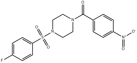 (4-[(4-FLUOROPHENYL)SULFONYL]PIPERAZINO)(4-NITROPHENYL)METHANONE 结构式