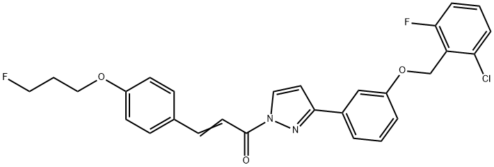 (E)-1-(3-(3-[(2-CHLORO-6-FLUOROBENZYL)OXY]PHENYL)-1H-PYRAZOL-1-YL)-3-[4-(3-FLUOROPROPOXY)PHENYL]-2-PROPEN-1-ONE 结构式